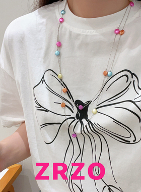 ZRZO双层彩色豆豆链条项链