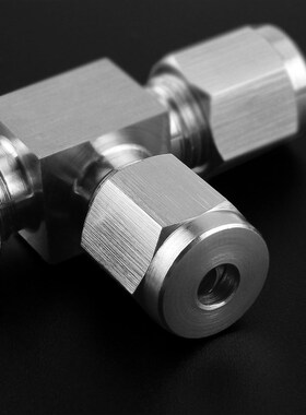 304不锈钢气动T型三通等径中间双卡套接头4 6 8 10 12 16mm