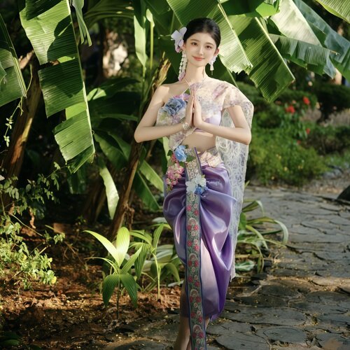 新款西双版纳傣族服装传统服装修身高级感套装民族风成人女 - 图0