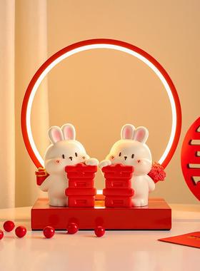 闺蜜结婚送新人新婚七夕节礼物喜字兔子摆件新娘订婚桌面婚房布置