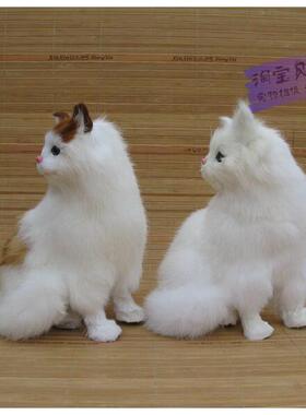 仿真猫摆件装饰品白猫礼物波斯猫办公室摆件花猫工艺品新居摆件