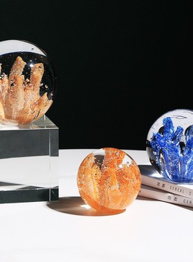琉璃艺术水晶玻璃球珊瑚现代家居客厅样板间玄关桌面装饰