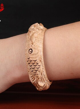 速发肥城桃木手镯款手环r手工雕刻木质雕花手镯饰品情侣镯子民族