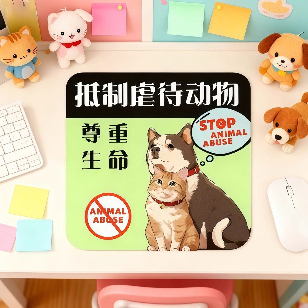 卡通动物保护鼠标垫可爱猫咪狗狗办公桌垫小号23cm创意保护动物,淘宝优惠券,粉丝福利购,淘宝优惠卷