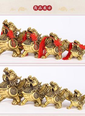 鼎风阁纯黄铜招财貔貅摆件四方纳财皮丘公母一对聚财旺财家用客厅