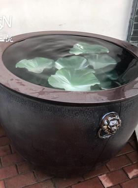 景德镇陶瓷大缸鱼缸乌龟睡莲缸雕刻大型特大号客厅土陶水缸金鱼缸