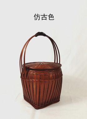 竹质工艺品收纳竹筐采摘编织提篮