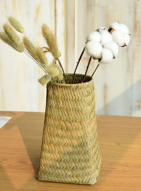 花盆编织竹编插花篮手工花束装饰