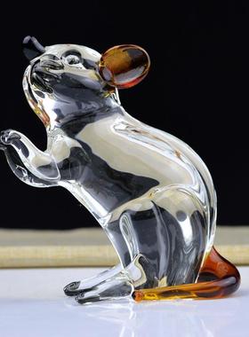 生肖鼠摆件水晶十二生肖招财能量吉祥物办公室客厅玄关装饰小礼品