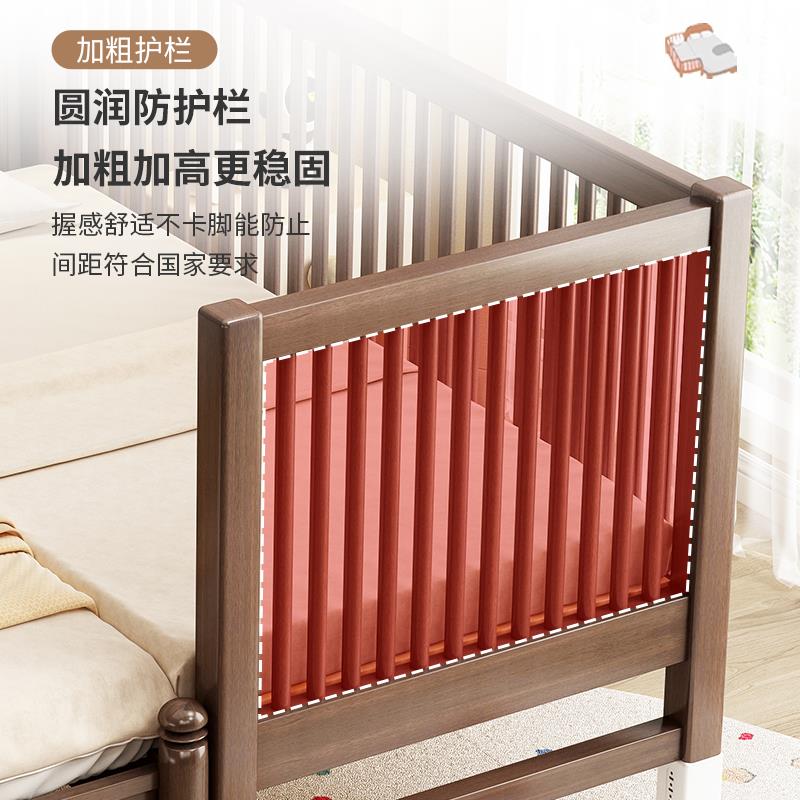 实木儿童床婴儿拼接大床男孩单人床女孩公主床边床带护栏加宽小床 - 图2