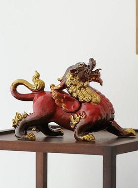 世禧招财貔貅摆件一对家居陶瓷皮丘客厅茶几装饰品办公桌送礼品