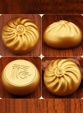 纯铜包子摆件黄铜小福包蒸蒸日上包赚包赢办公桌面招财装饰工艺品