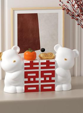 结婚摆件送新人寓意好的礼物创意高档喜庆氛围感卧室婚房装饰品