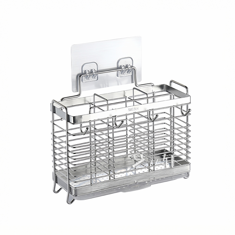 不锈钢收纳盒厨房筷子笼壁挂筷笼家用刀具勺子多功能筷子桶置物架 - 图3