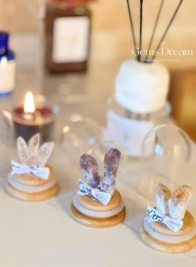 迷你小摆件 玻璃罩天然紫水晶摆件财运黄水晶柱原石晶簇消磁白水