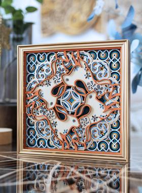 梯木叠雕创意玄关电视柜客厅桌面摆件高级感治愈系小摆件乔迁礼物