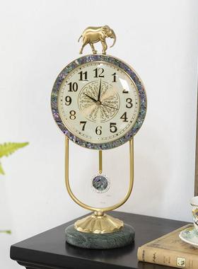 柏梵纯铜座钟欧式轻奢家居时钟摆件客厅高级感创意静音钟表装饰