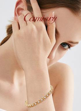 CAMIERY 百搭时尚 菱格手镯叠戴 气质复古好看轻奢小众精致手镯