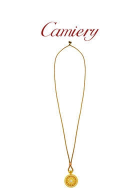 CAMIERY【转运爆款】如意花窗罗盘项链镀24K金保色招财保平安福禄