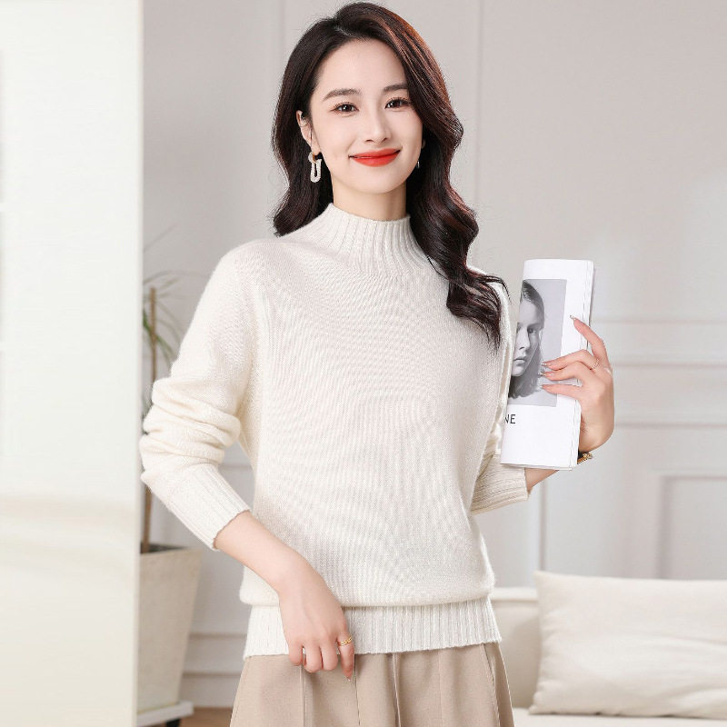 100纯山羊绒针织打底衫女秋冬新款中高领简约百搭长袖打底衫,淘宝优惠券,粉丝福利购,淘宝优惠卷