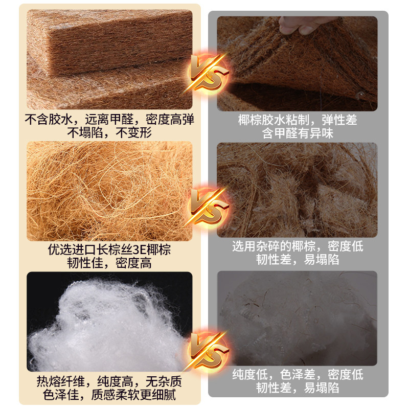 天然椰棕床垫棕垫棕榈硬垫1.5米可定制1.8m儿童护腰护脊家用床垫,淘宝优惠券,粉丝福利购,淘宝优惠卷