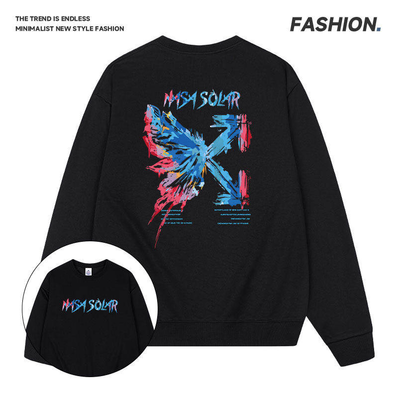 国潮小众2026春季新款街头风印花卫衣宽松长袖日常通勤百搭休闲