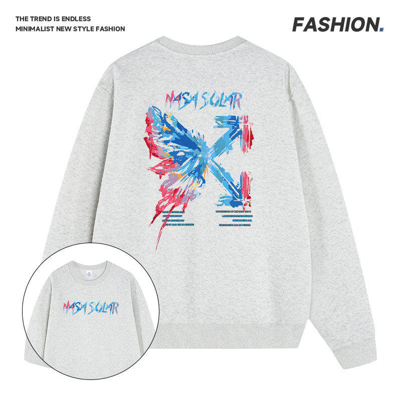 国潮小众2026春季新款街头风印花卫衣宽松长袖日常通勤百搭休闲