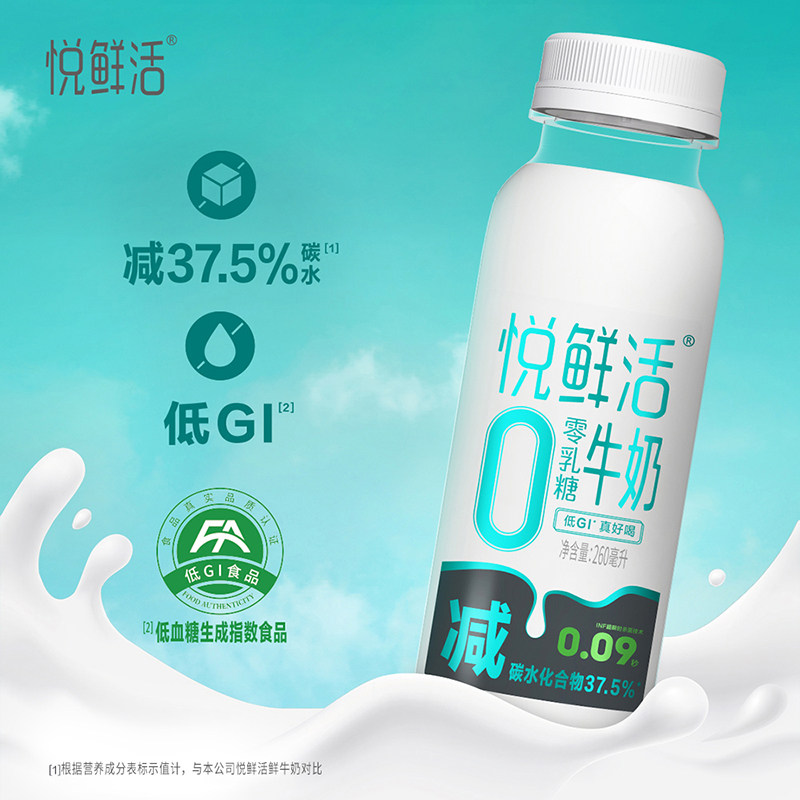 君乐宝悦鲜活0乳糖牛奶260ml瓶装低GI学生儿童营养早餐奶低温,淘宝优惠券,粉丝福利购,淘宝优惠卷