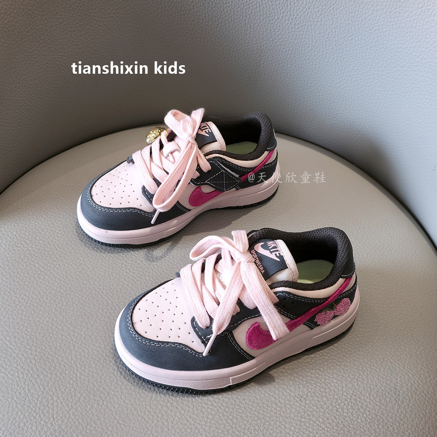 樱桃粉女童鞋子春秋款2026新款儿童板鞋低帮真皮休闲鞋亲子运动鞋,淘宝优惠券,粉丝福利购,淘宝优惠卷