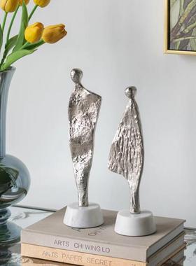 ABHOME印度进口中古风氛围烛台手工铝制大理石底摆件桌面轻奢摆件