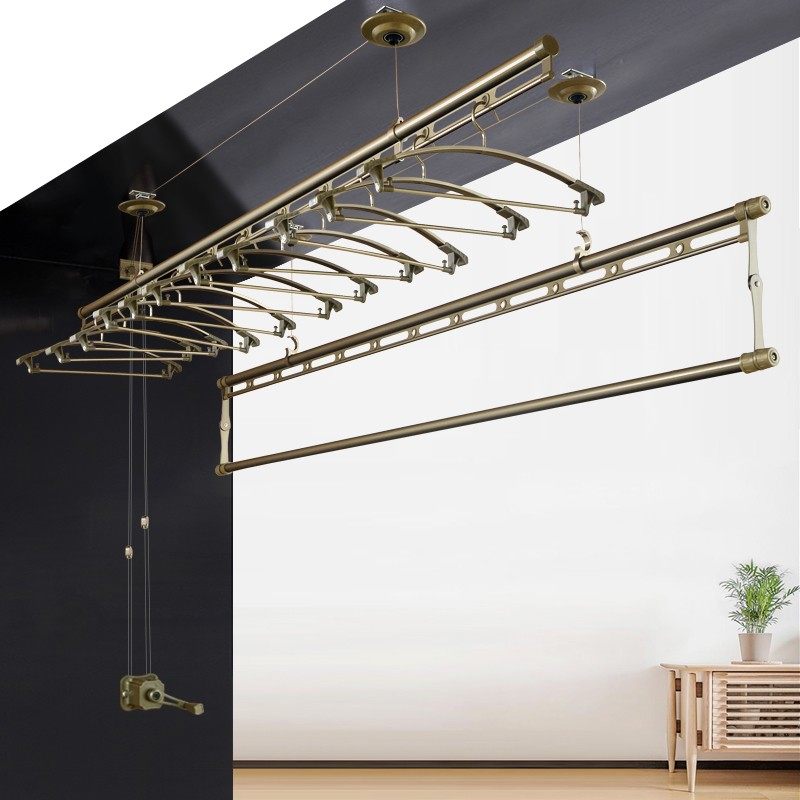 升降晾衣架手摇三杆晾衣杆室内双杆式自动折叠阳台晒被手动凉衣架,淘宝优惠券,粉丝福利购,淘宝优惠卷