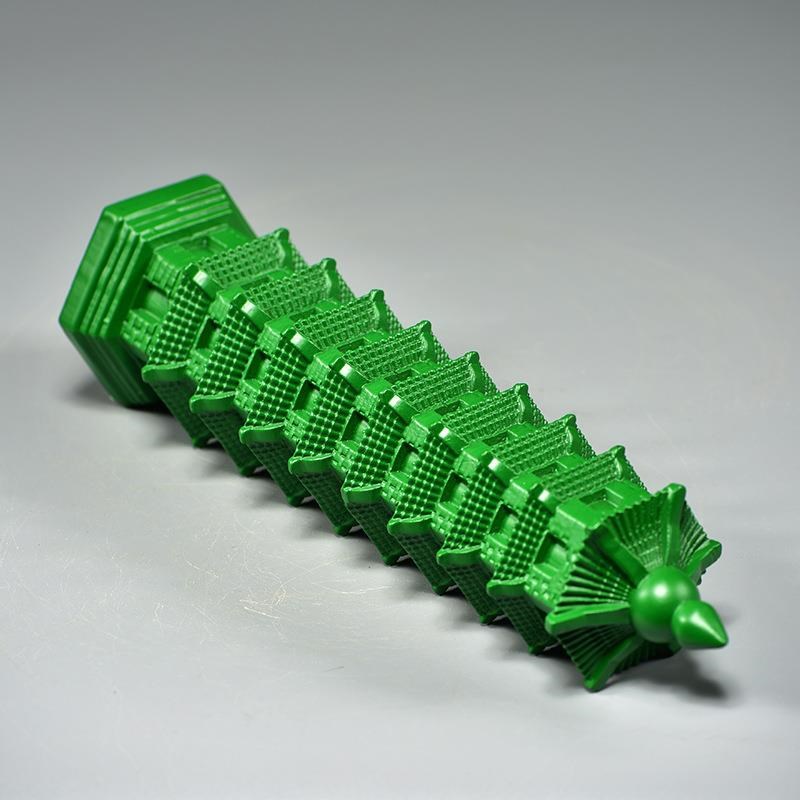 绿色木雕刻9层文昌塔摆件实木头九层文昌塔家居客厅办公室装饰品 - 图2