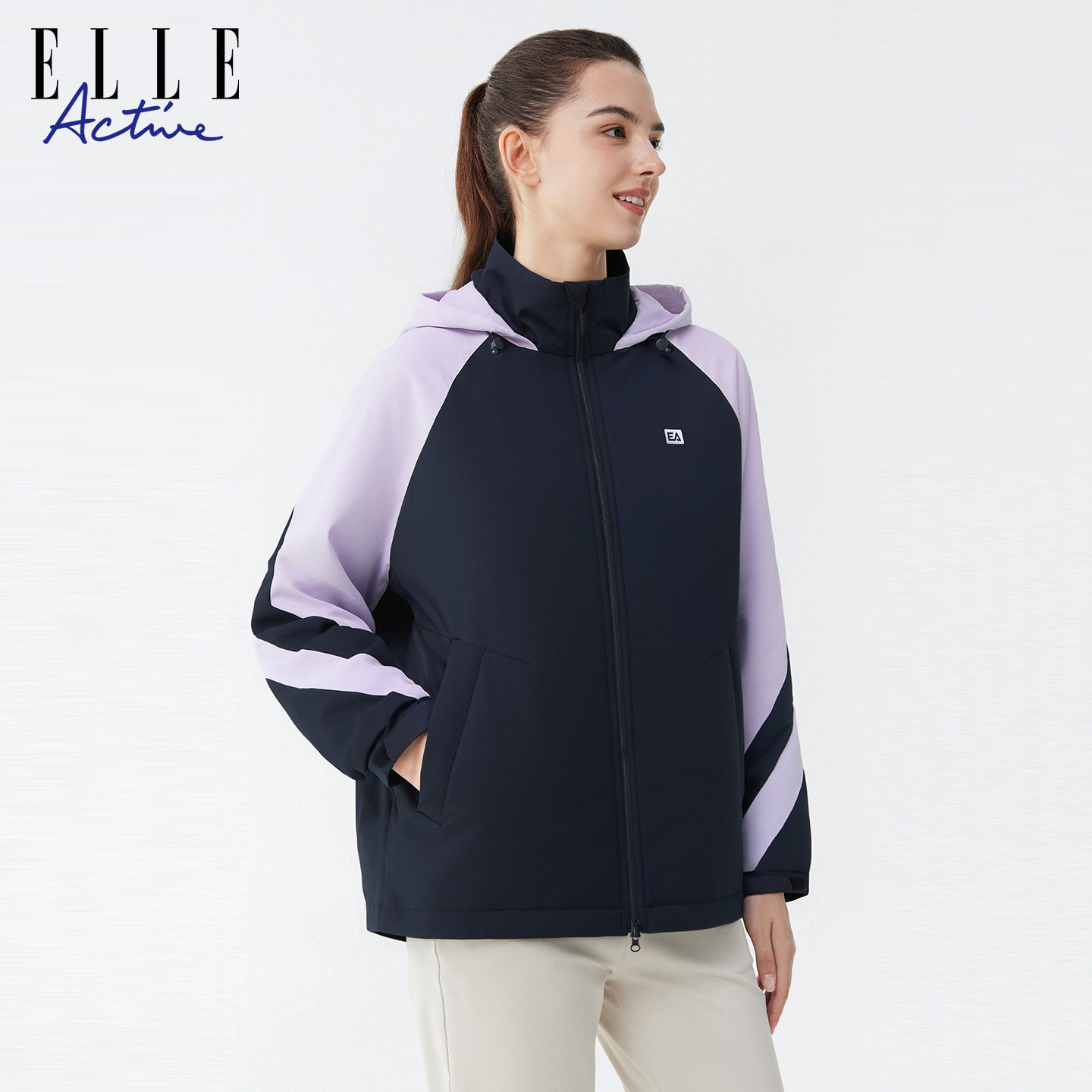 ELLE ACTIVE女装宽松棉服棉衣25年冬款户外防风撞色运动外套保暖,淘宝优惠券,粉丝福利购,淘宝优惠卷