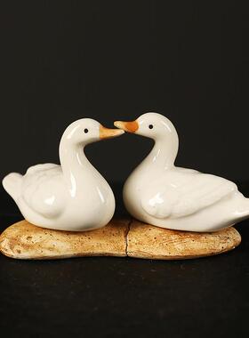 创意陶瓷彷真小鸭子摆件小白鸭玄关庭院盆栽流水鱼缸装饰水景造景