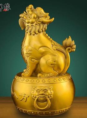 黄铜望天吼摆件朝天吼向天吼威震八方瑞兽聚招财客厅玄关家居桌面