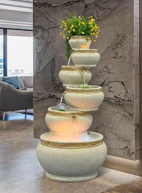 欧式喷泉现代简约风客厅落地大型招财流水循环水摆件乔迁开业礼品