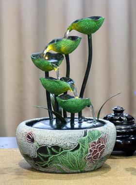 风水轮循环假山流水喷泉摆件室内桌面客厅美容院简约轻奢装饰招财