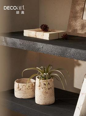 deco原木风软装侘寂风民宿空间书房书柜柜体摆件茶室空间布置摆件