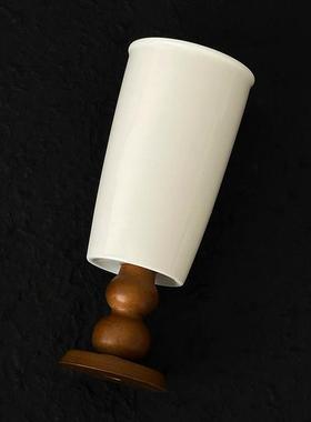 法式复古高脚陶瓷花瓶 家居氛围感鲜花水培器 咖啡店民宿软装摆件