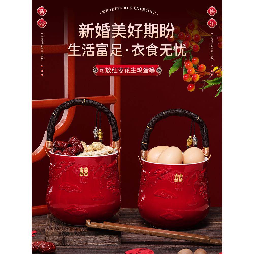 结婚子孙桶一对女方陪嫁妆用品大全娘家婚庆红色喜桶宝桶装饰摆件,淘宝优惠券,粉丝福利购,淘宝优惠卷