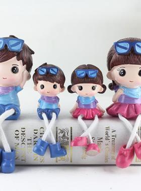 简约现代家居装饰品一家四口客厅卧室酒柜创意小摆件可爱吊脚娃娃