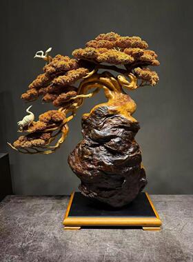 崖柏木雕手工雕刻骏马摆件中式古典工艺品家居装饰品牛根雕艺术品