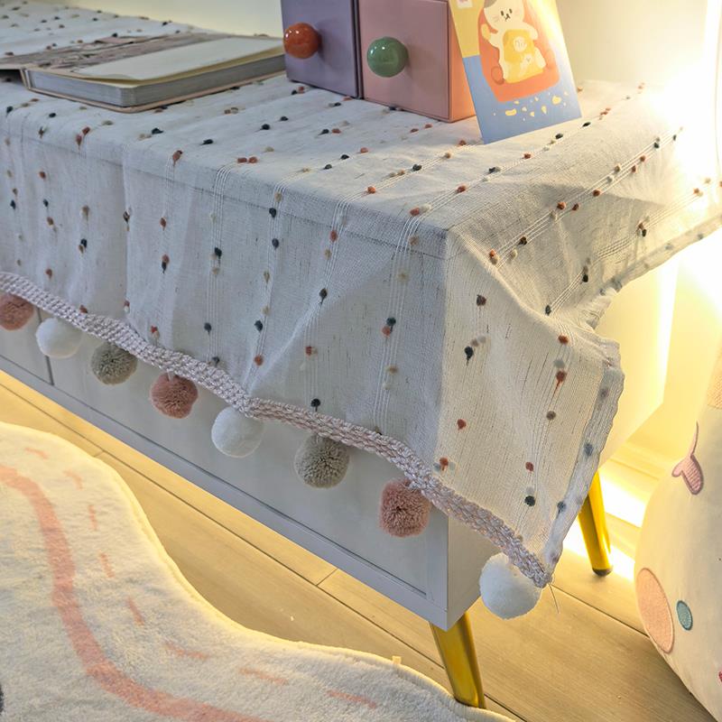 Small fresh colorful wool dots TV cabinet table mat machine computer case dust cover cloth anti-cat hair cover cloth