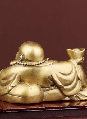 纯铜弥勒佛摆件 大肚笑佛卧佛 家居装饰工艺品客厅办公室礼品