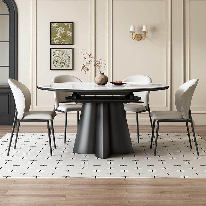 岩板餐桌家用小户型轻奢现代简约客厅饭桌子2025新款伸缩可变圆桌,淘宝优惠券,粉丝福利购,淘宝优惠卷