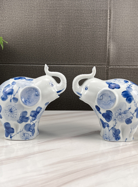 陶瓷大象摆饰创意陶瓷客厅电视柜酒柜轻奢招财装饰品乔迁新居礼品