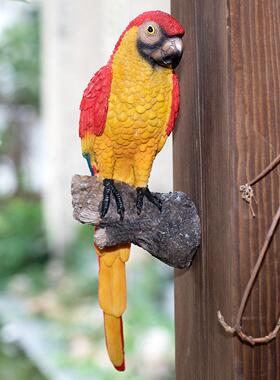 庭院布置假鸟仿真鸟鹦鹉鸟屋花园装饰摆件仿真动物树挂田园风挂件