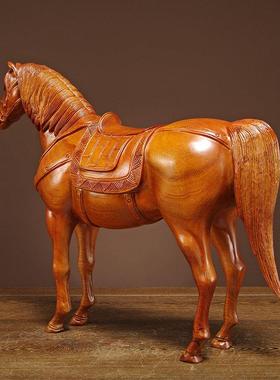 花梨木雕马到成功摆件实木雕刻唐马家居客厅办公装饰品工艺品送礼