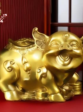 纯黄铜猪摆件吉祥物一对生肖猪工艺品西北缺角家居饰品客厅卧室