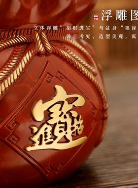 福袋聚宝盆黄铜钱袋全铜存钱筒摆件家居中式装饰客厅酒柜开业礼品